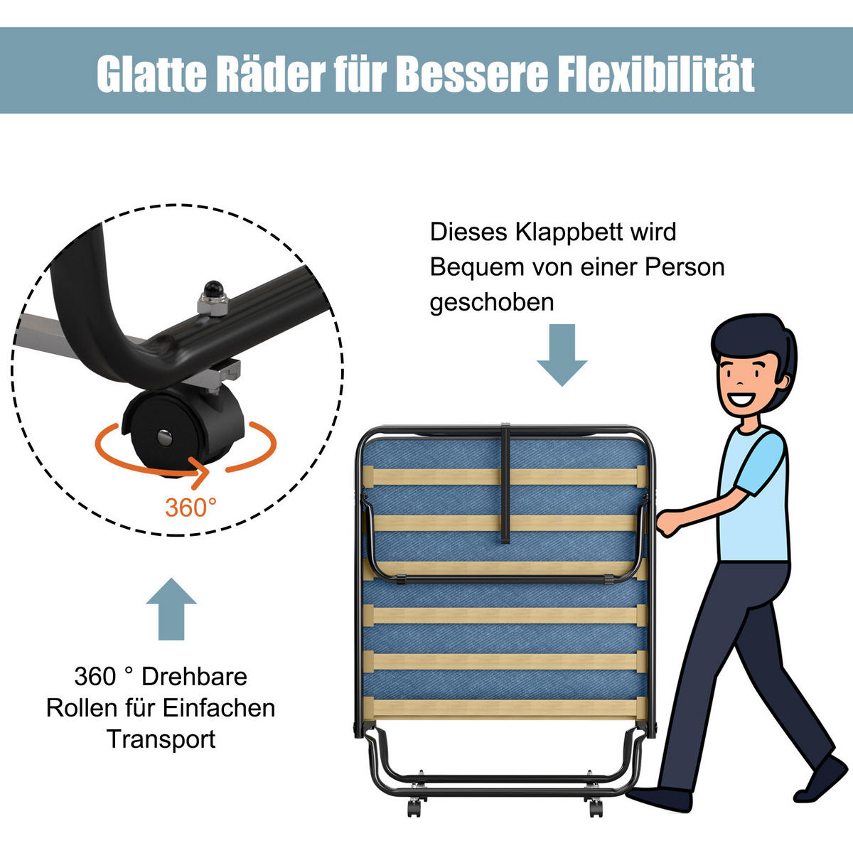 GASTEBETT Blau - Blau, Metall - COSTWAY