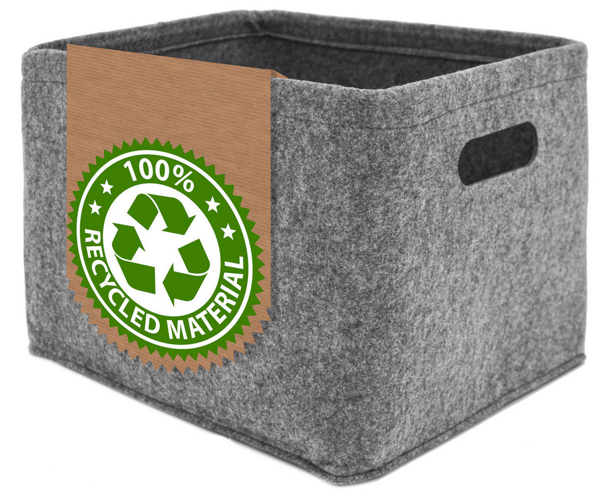 AUFBEWAHRUNGKORB FILZ 32/26 , grau - Grau, Kunststoff (23/32/26cm) - Dunedesign