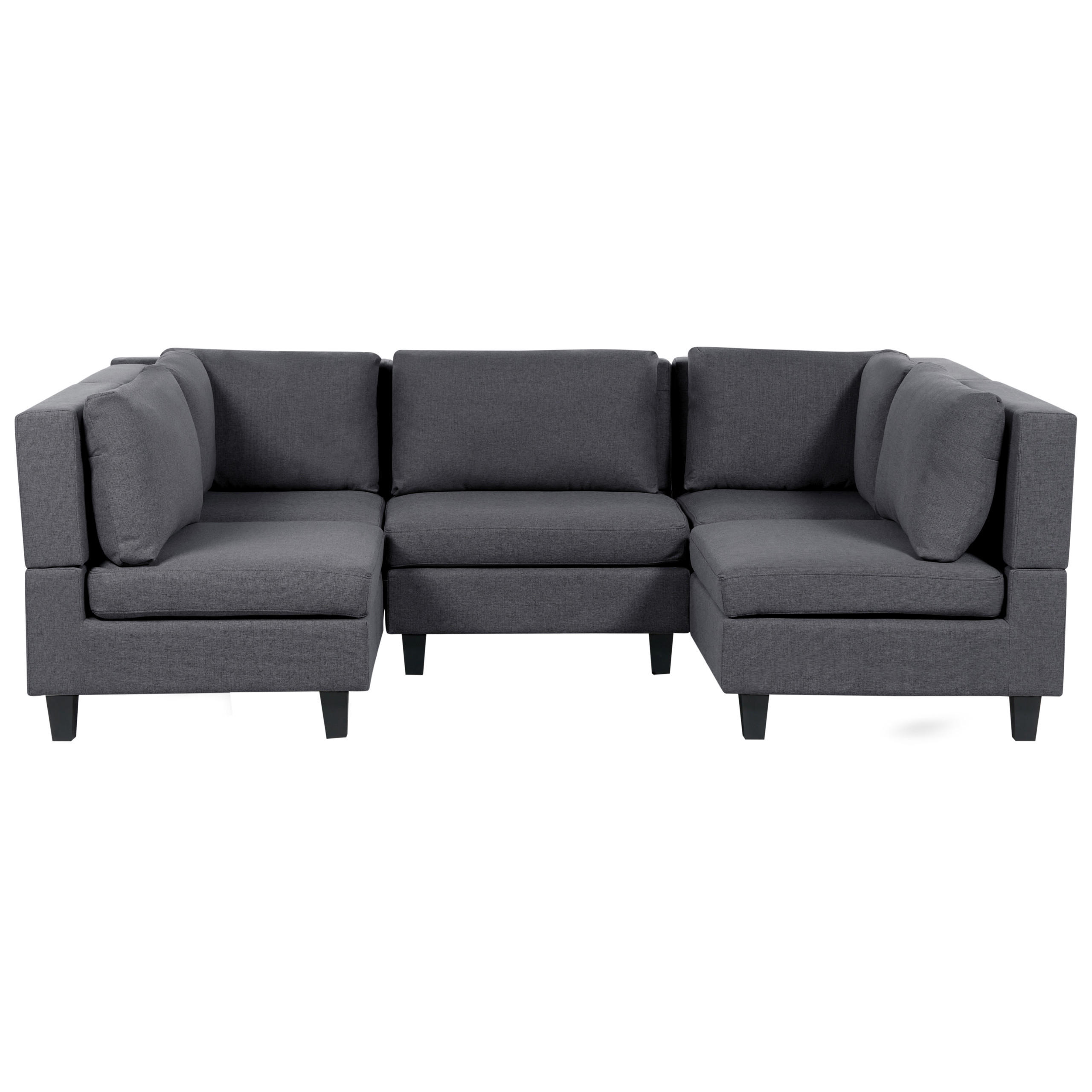 5-SITZER-MODULSOFA U-förmiges Dunkelgrau Stoff Unstad - Dunkelgrau, Textil (228/72/76cm) - Beliani
