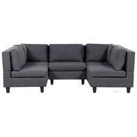 MODULÁRNÍ POHOVKA 5-místná Tvar U Tmavě šedá Látka Unstad - tmavě šedá, textil (228/72/76cm) - Beliani