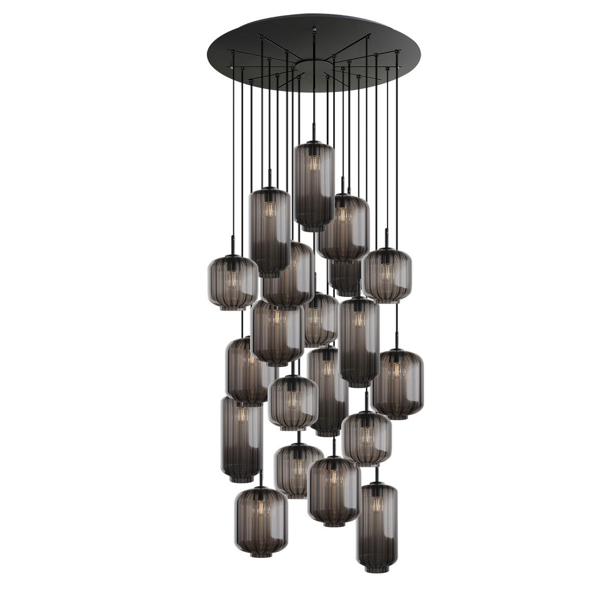 GALERIELEUCHTE Velo 20-flammig Rauch Ø 18/20/25cm - Anthrazit/Schwarz, Glas (25/25/27cm) - s.luce