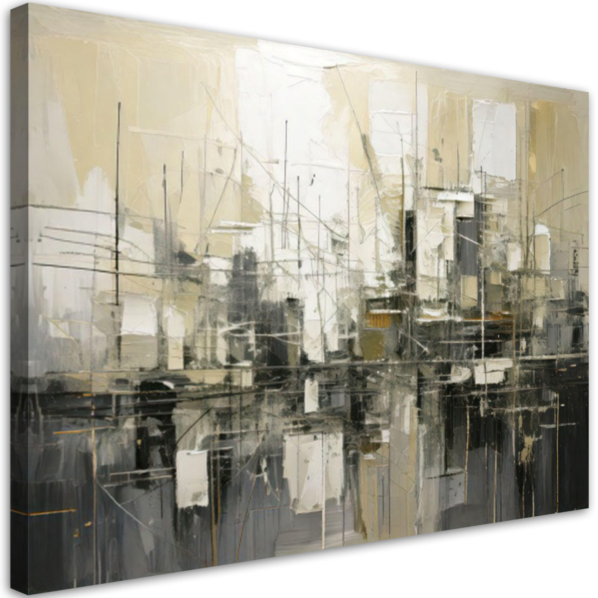 LEINWANDBILD Abstraktion 90x60cm - Beige, Textil (90/60cm) - Feeby