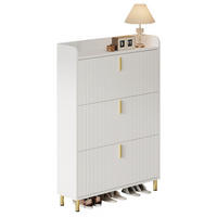 SCHUHSCHRANK aus MDF 80x23x123.5cm in Weiß mit 3 Klappen - Weiß, Holzwerkstoff (80/123.5/23cm) - Modfu