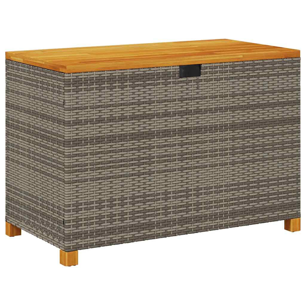 GARTENTRUHE Grau 110x55x63 cm Poly Rattan Akazienholz - Grau, Kunststoff (110/63/55cm) - furnicato