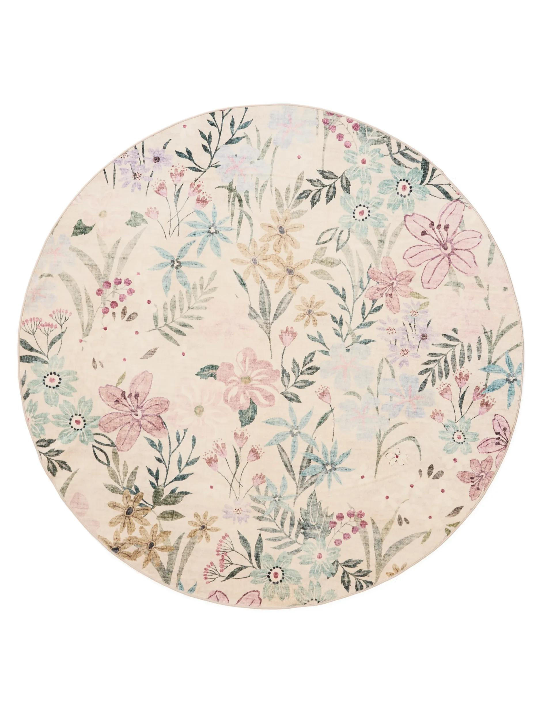 TEPPICH Milly waschbar Multicolor/Weiß ø 160 cm rund - Multicolor/Weiß, Kunststoff/Textil (160/160cm) - benuta