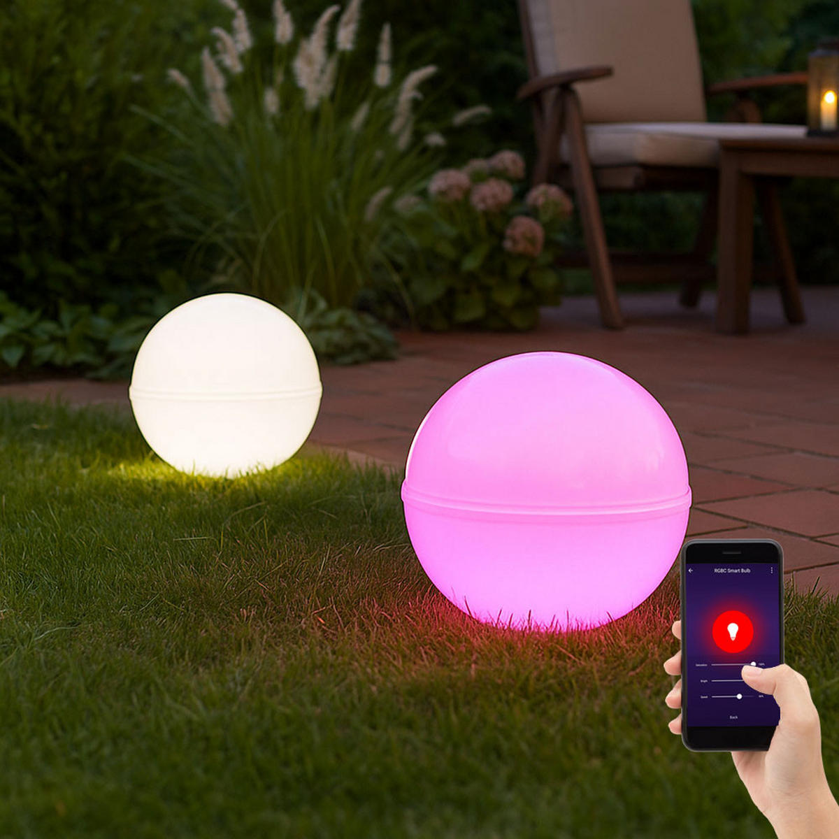 LED AUSSENLEUCHTE Weiß Smart opal 2er Set - Weiß, Kunststoff (20/20/51cm)