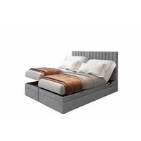 BOXSPRINGBETT ADÈLE 140x200 cm - elektrische Bett mit Matratze + Tooper und Bettkasten - Hellgrau - 140x200 cm - Grau, Textil (140/200cm) - Trada
