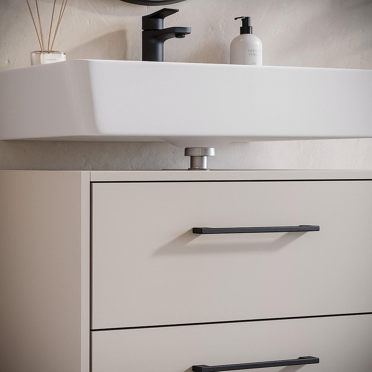 WASCHBECKENUNTERSCHRANK Florence 2 Schubladen Cashmere - 60 x 35 x 47 cm - Kaschmir, Holz (60/50/35cm) - Badplaats