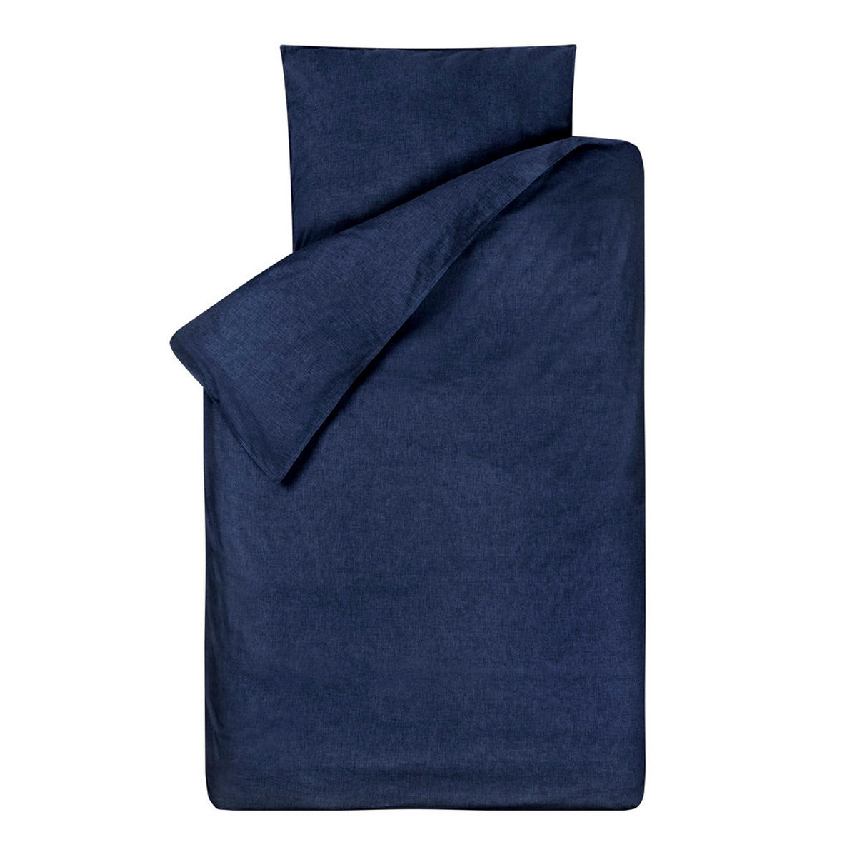 BETTWÄSCHE Bo uni jeansblau 135 x 200 - Blau, Textil (135/200cm) - Bink