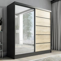 SCHWEBETÜRENSCHRANK 200 cm NERO 2 Farbe: Schwarz | sonoma - Schwarz/Braun, Holzwerkstoff (200/215/60cm) - A&J MöbelLand