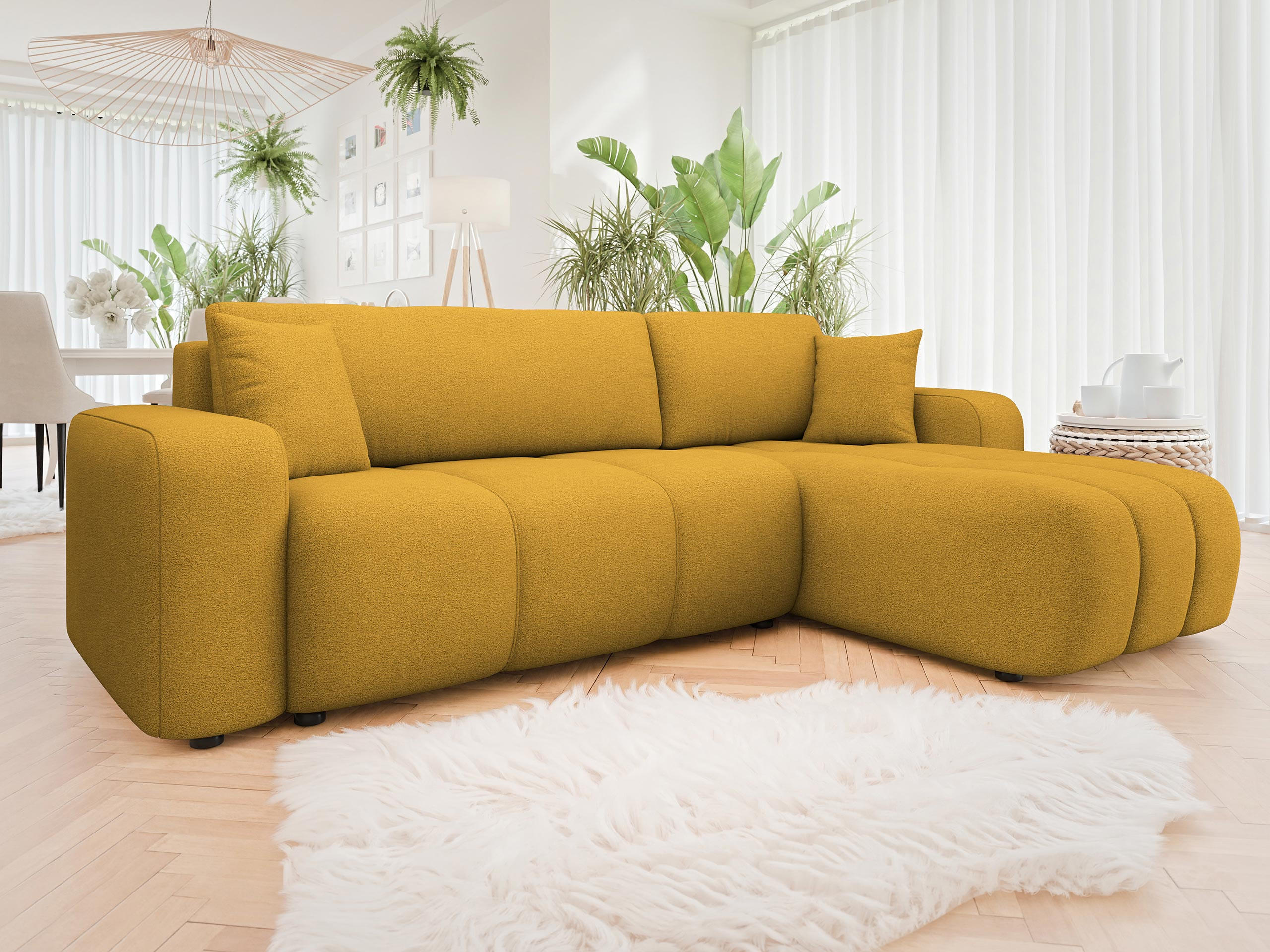 ECKSOFA Furyn - Gelb/Schwarz, Holz/Kunststoff (244/145cm) - MIRJAN24