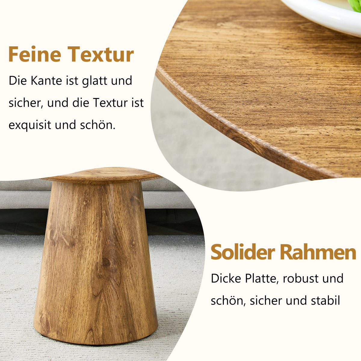 COUCHTISCH rund 50/50/48 cm Wood aus MDF in Echtholzoptik kratzfest pflegeleicht - Naturfarben, Holzwerkstoff (50/50/48cm) - OKWISH