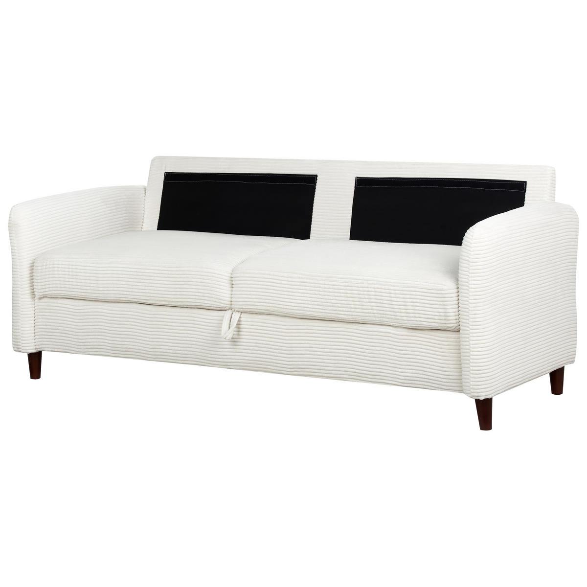 3-SITZER-SOFA Cord cremeweiß mit Stauraum Mare - Dunkelbraun/Weiß, Textil (184/88/77cm) - Beliani