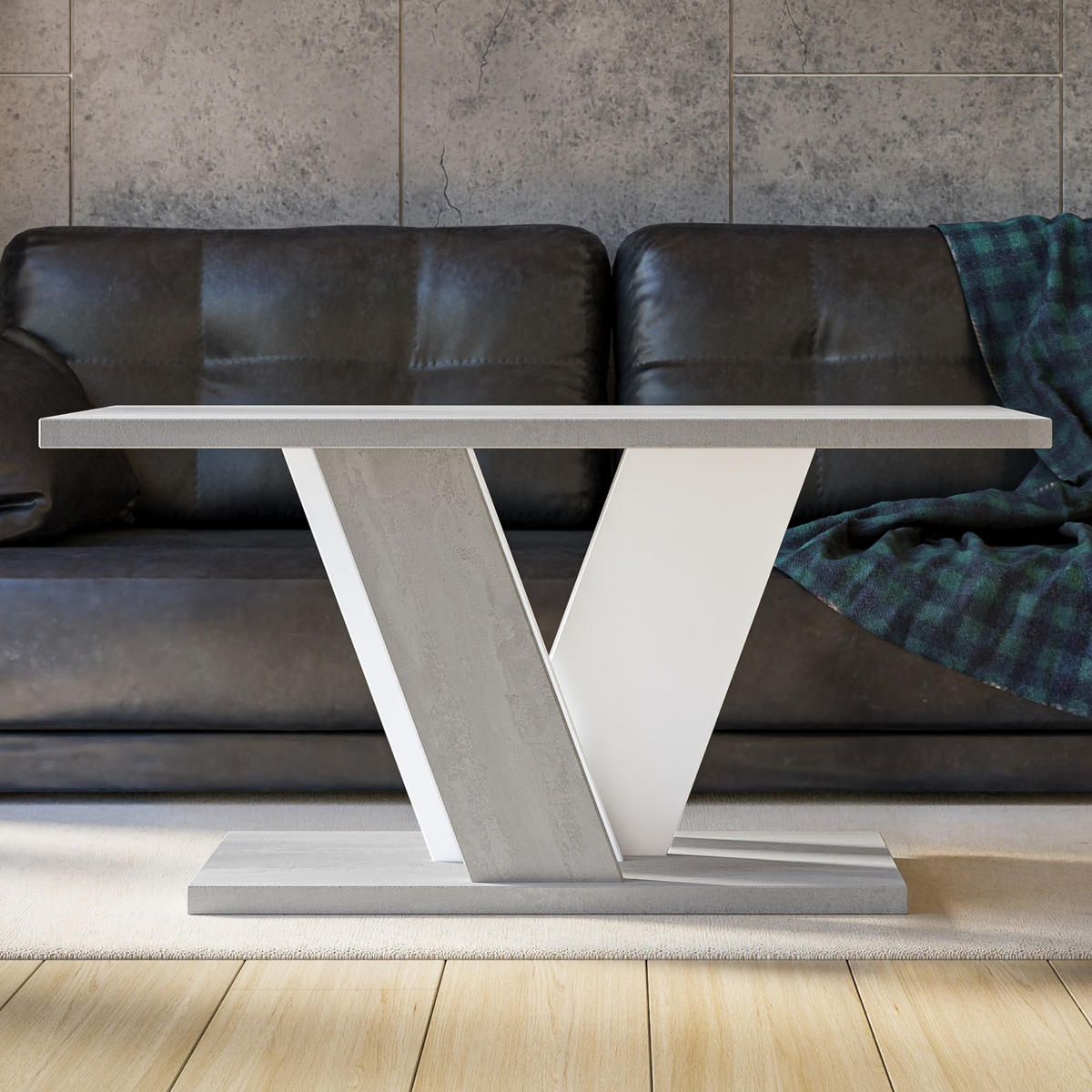 COUCHTISCH 110 cm Betongrau mix Weiß - Grau, Holzwerkstoff (70/110/60cm) - Home Collective