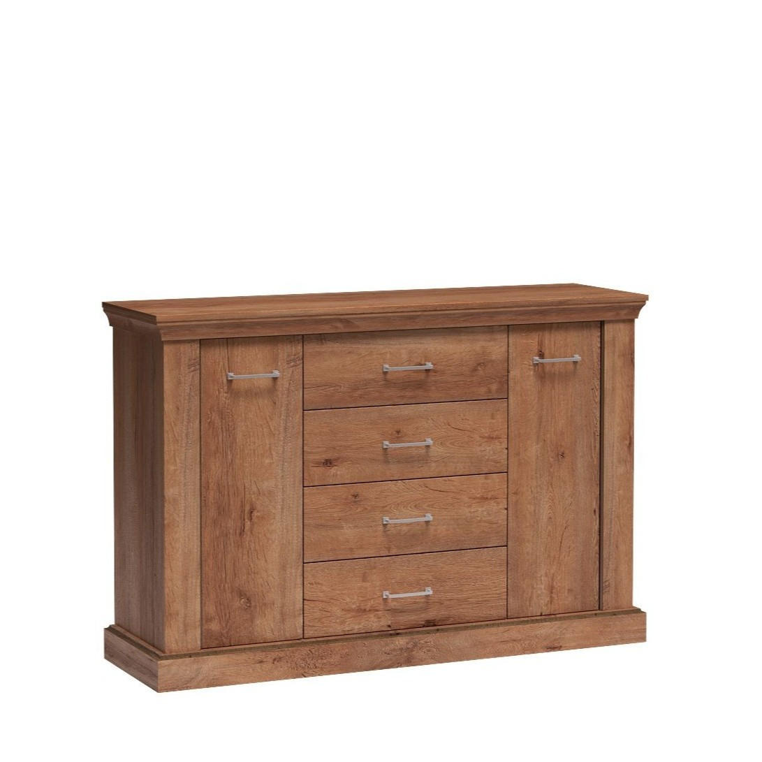 KOMMODE DESIO 142/95,5/42cm mit 4 Schubladen 2 Türen Braun - Braun, Holzwerkstoff (142/95.5/42cm) - MASSENO