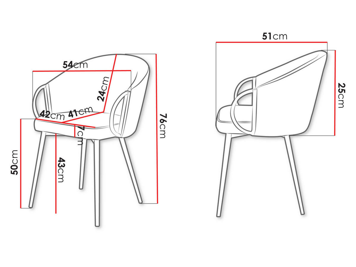 STUHL 2er-Set Muz DC-1171 (2 Stück in Samt) - Beige/Goldfarben, Textil/Metall (54/76/41cm) - MIRJAN24