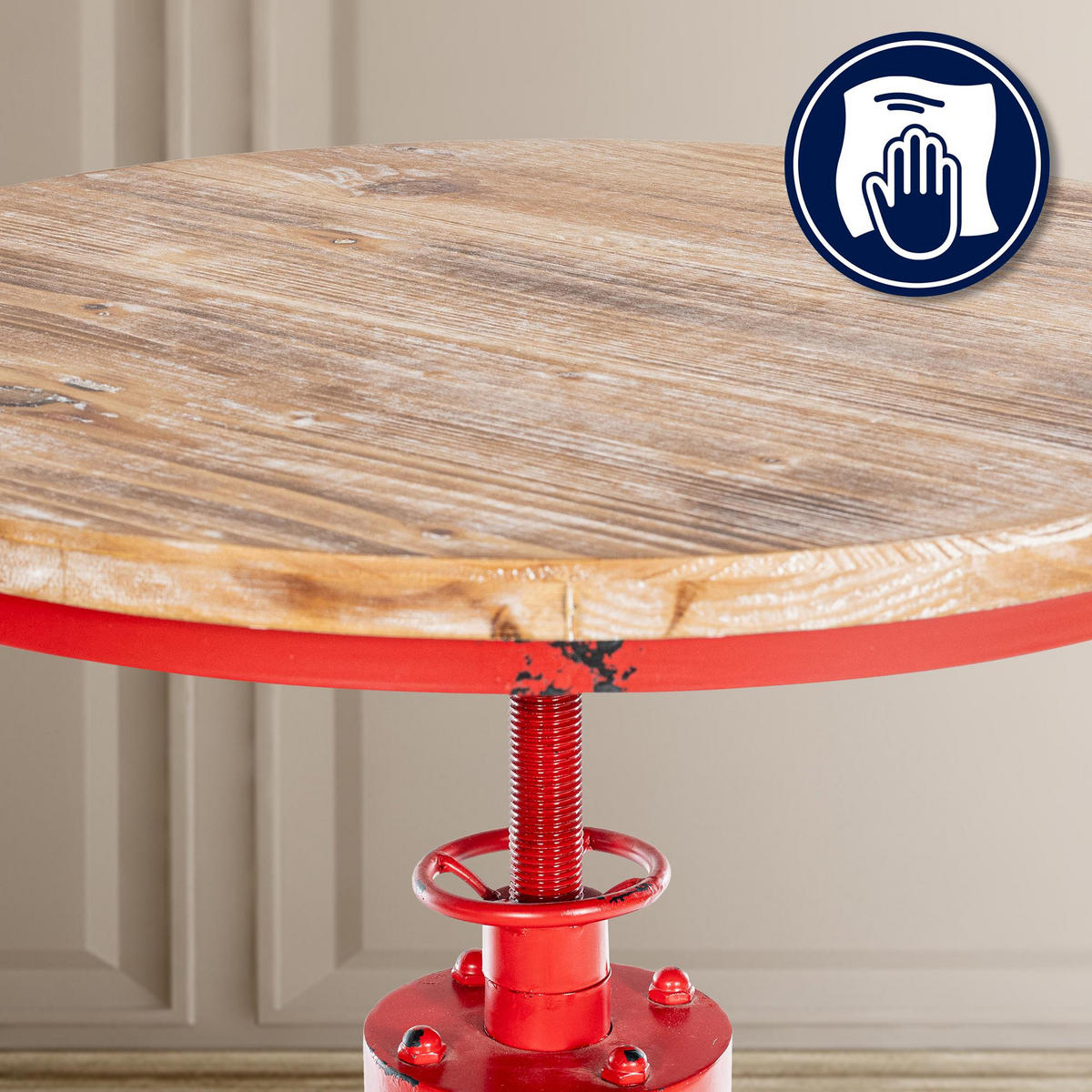 BARTISCH rund 54 cm Metall rot - Rot, Metall (54/91/54cm) - CLP