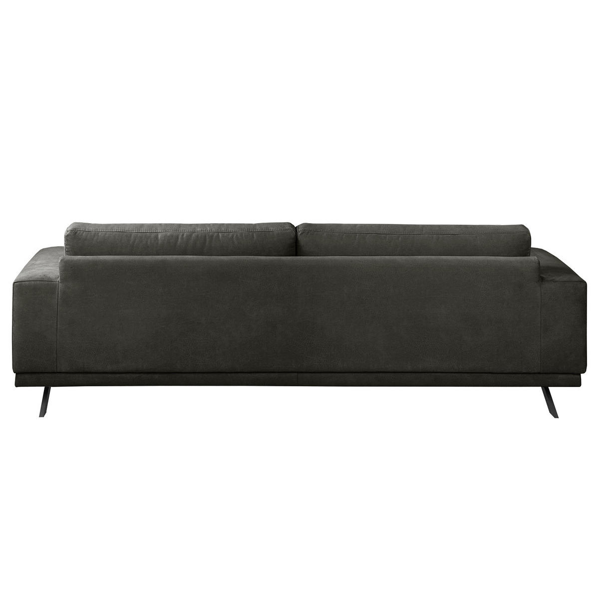 3-SITZER SOFA - Antiklederlook - Dunkelgrau, Textil (236/81/89cm) - home24
