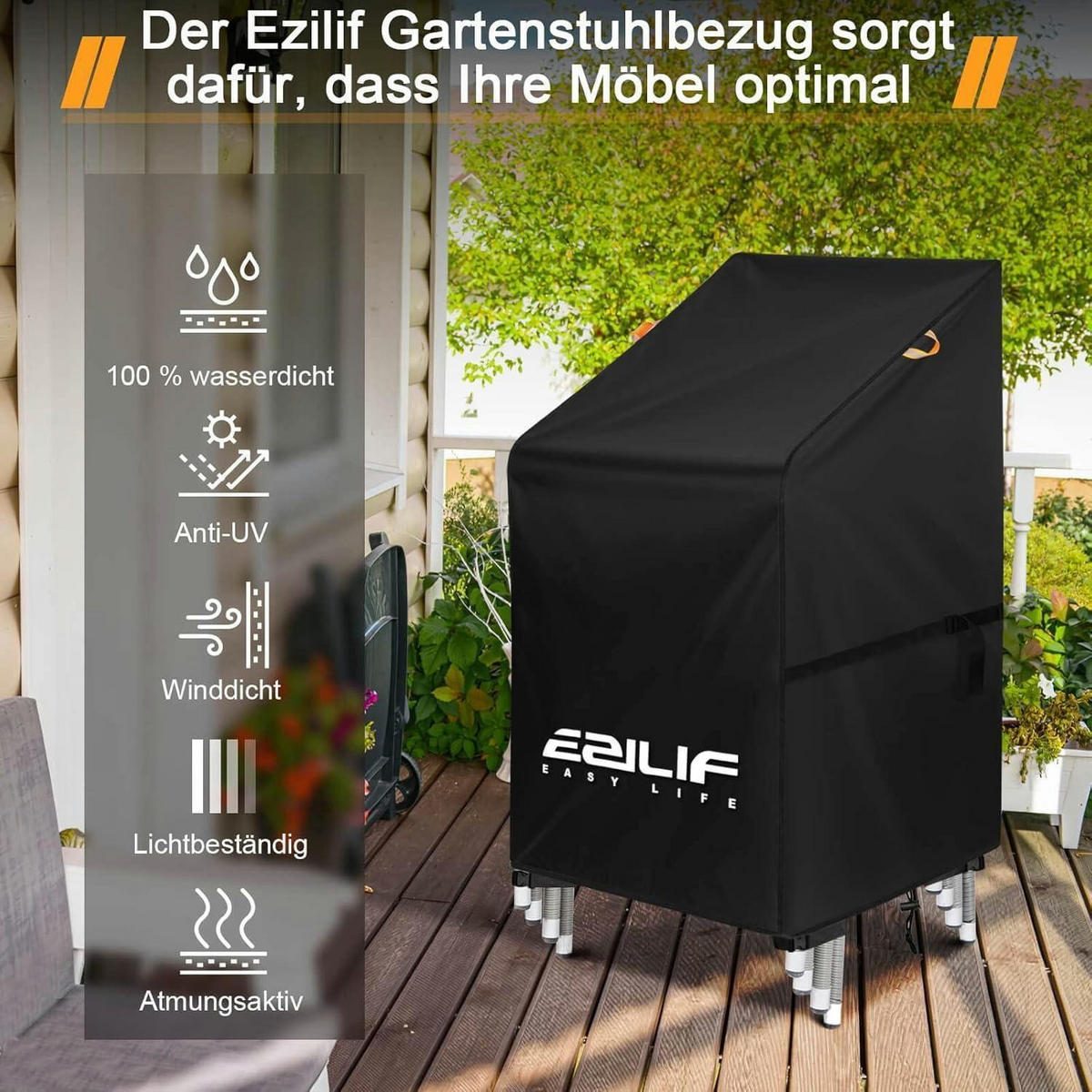 GARTENSTUHL Abdeckung 420D Oxford 70 x 70 x 80/120 cm - Schwarz, Textil (70/120/70cm)