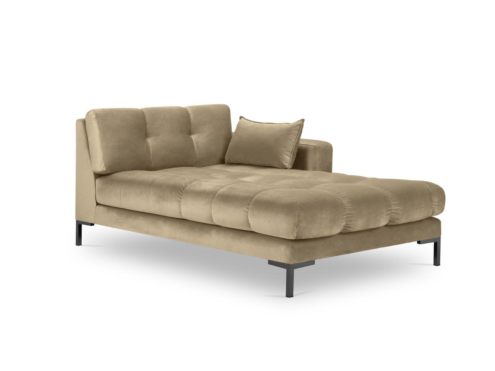 CHAISELONGUE rechts Mamaia aus Samt beige - Beige, Textil (102/75/185cm) - Micadoni