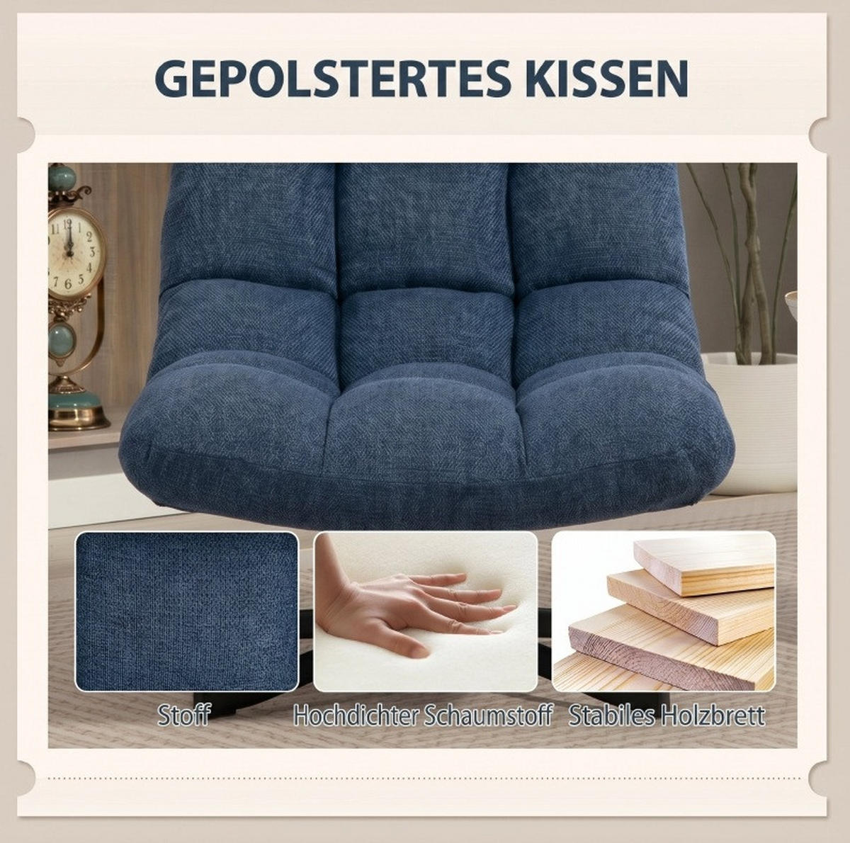 DREHSESSEL in Dunkelblau 75x95x90 cm ohne Armlehnen mit Stahlbeinen - Dunkelblau, Textil (95/90/75cm) - IVMEU