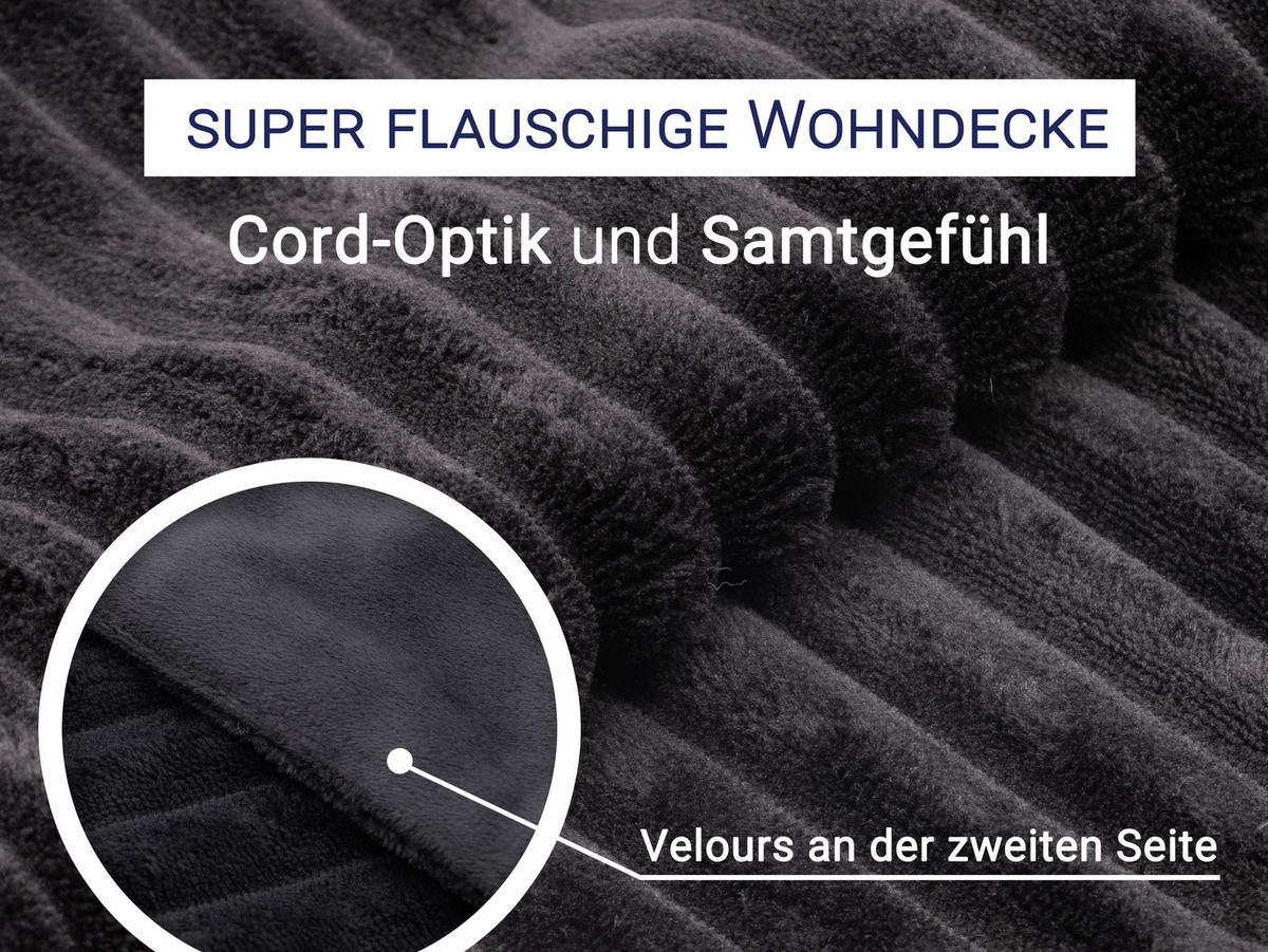 KUSCHELDECKE, 150 x 200 cm, 100% Polyester, Schwarz - Schwarz, Textil (150/200cm)