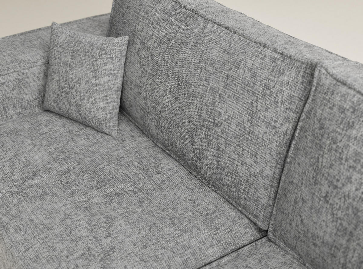 ECKSOFA MIT SCHLAFFUNKTION Tonga Grau Chenille-Stoff - Schwarz/Grau, Holz/Holzwerkstoff (255/105cm) - Maison de Reve