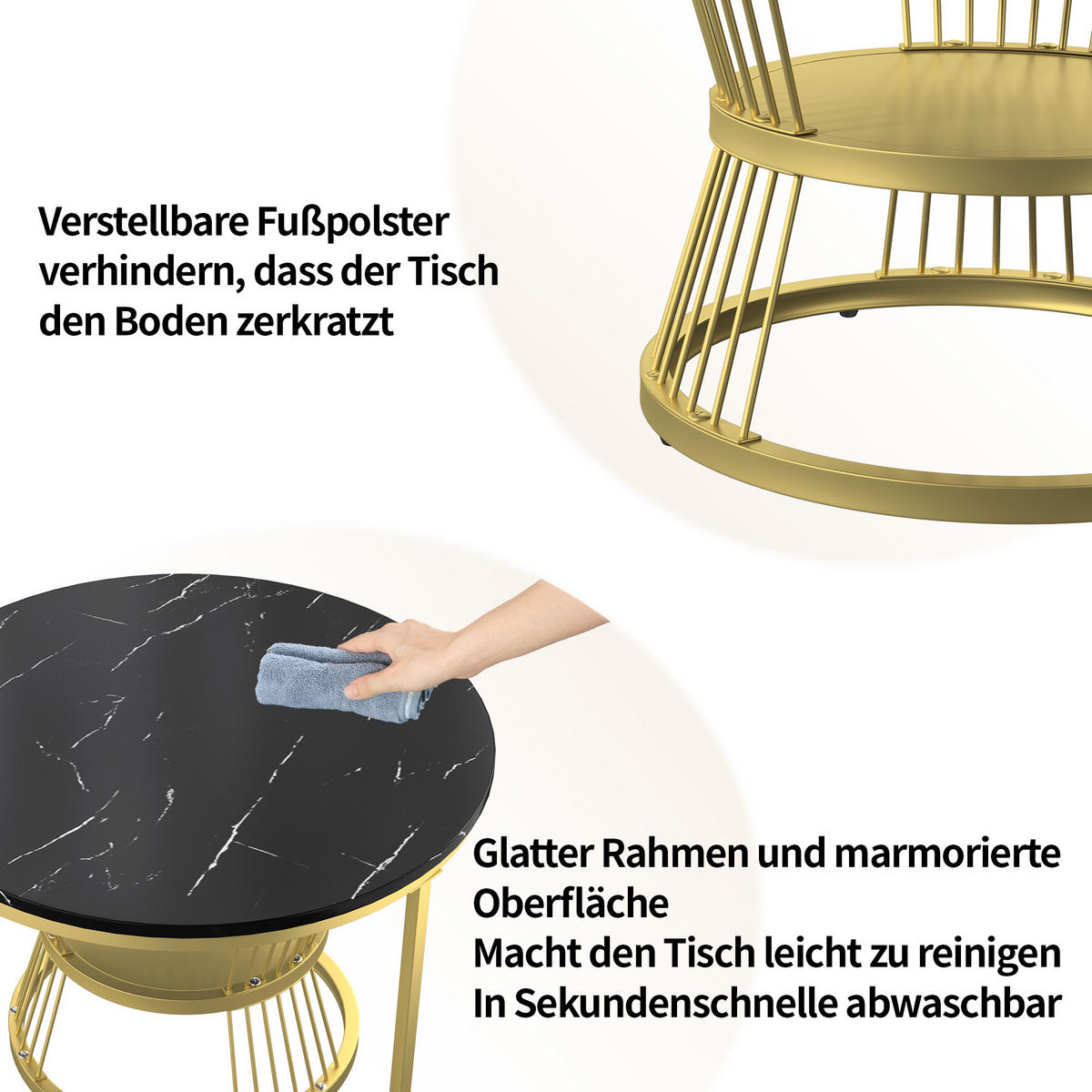 COUCHTISCH rund 2er Set,Beistelltisch Schwarz für Wohnzimmer - Schwarz, Metall (70/70/45cm) - PARAFTA HOME