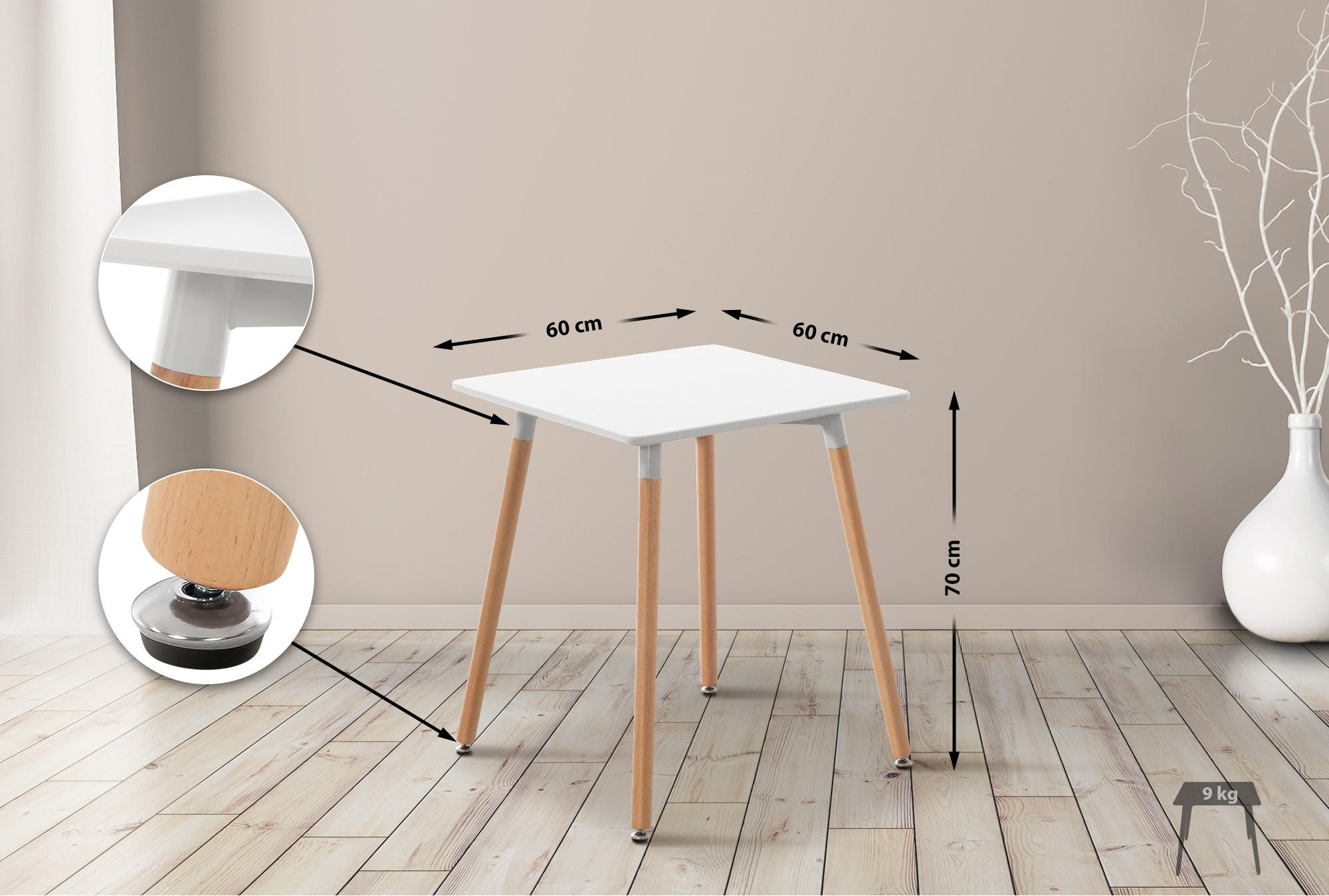 KONSOLENTISCH eckig 60/60/70 cm Holz weiß - Weiß, Holz (60/60/70cm) - CLP