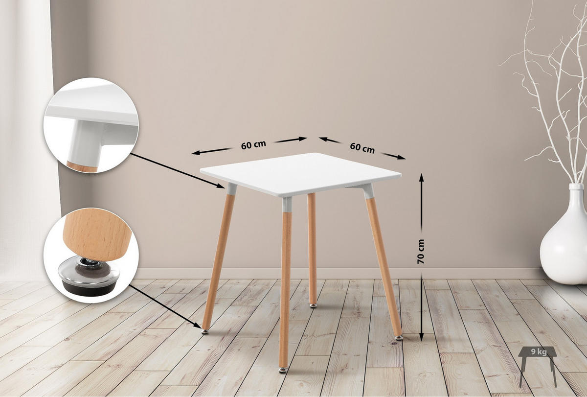 KONSOLENTISCH eckig 60/60/70 cm Holz weiß - Weiß, Holz (60/60/70cm) - CLP