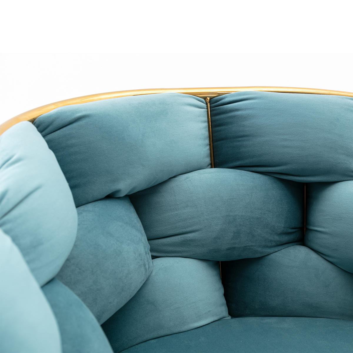 SESSEL Samt Blau mit Metallgestell für Schlafzimmer, Wohnzimmer, Esszimmer - Blau, Textil/Metall (73/75/56cm) - WISHDOR