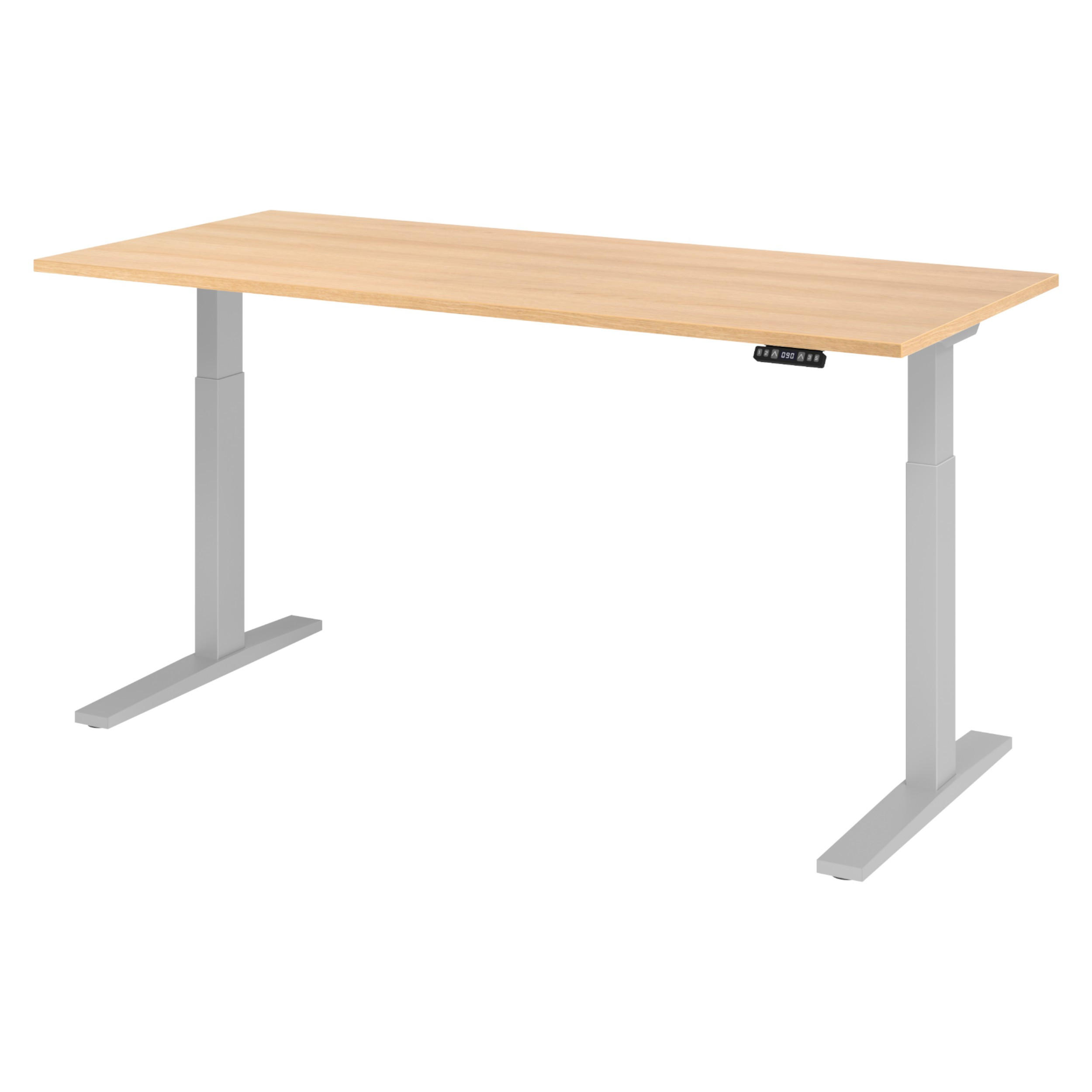 SCHREIBTISCH elektrisch XMKA 80/180/74 cm in Eichefarben/Silberfarben - Eichefarben/Silberfarben, Holzwerkstoff (80/180/74cm) - bümö