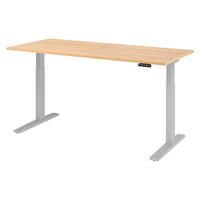 SCHREIBTISCH elektrisch XMKA 80/180/74 cm in Eichefarben/Silberfarben - Eichefarben/Silberfarben, Holzwerkstoff (80/180/74cm) - bümö