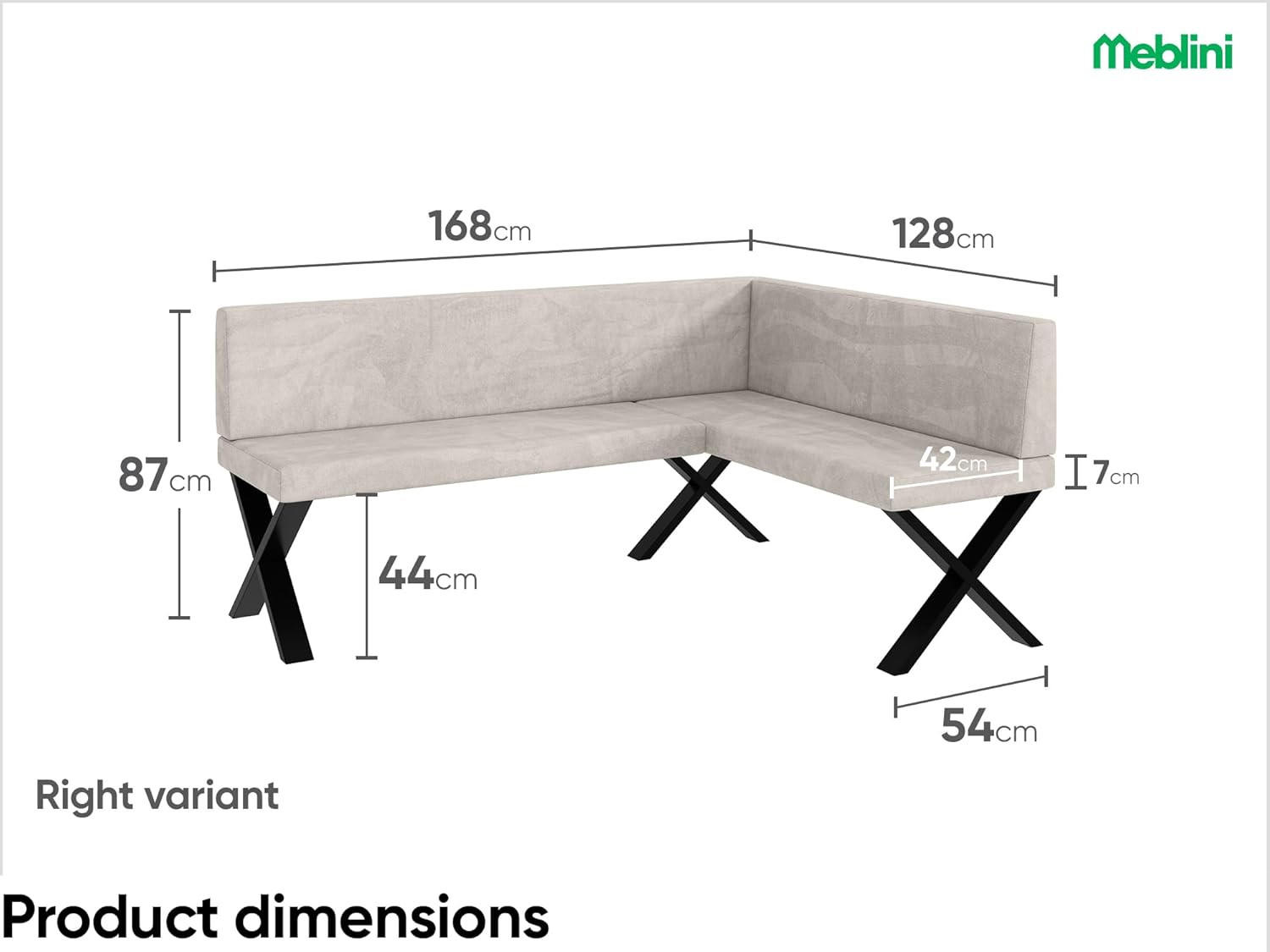 Thumbnail - Meblini Eckbank, Beige, Textil, L-Form, 168x128 cm, Esszimmer, Bänke, Eckbänke