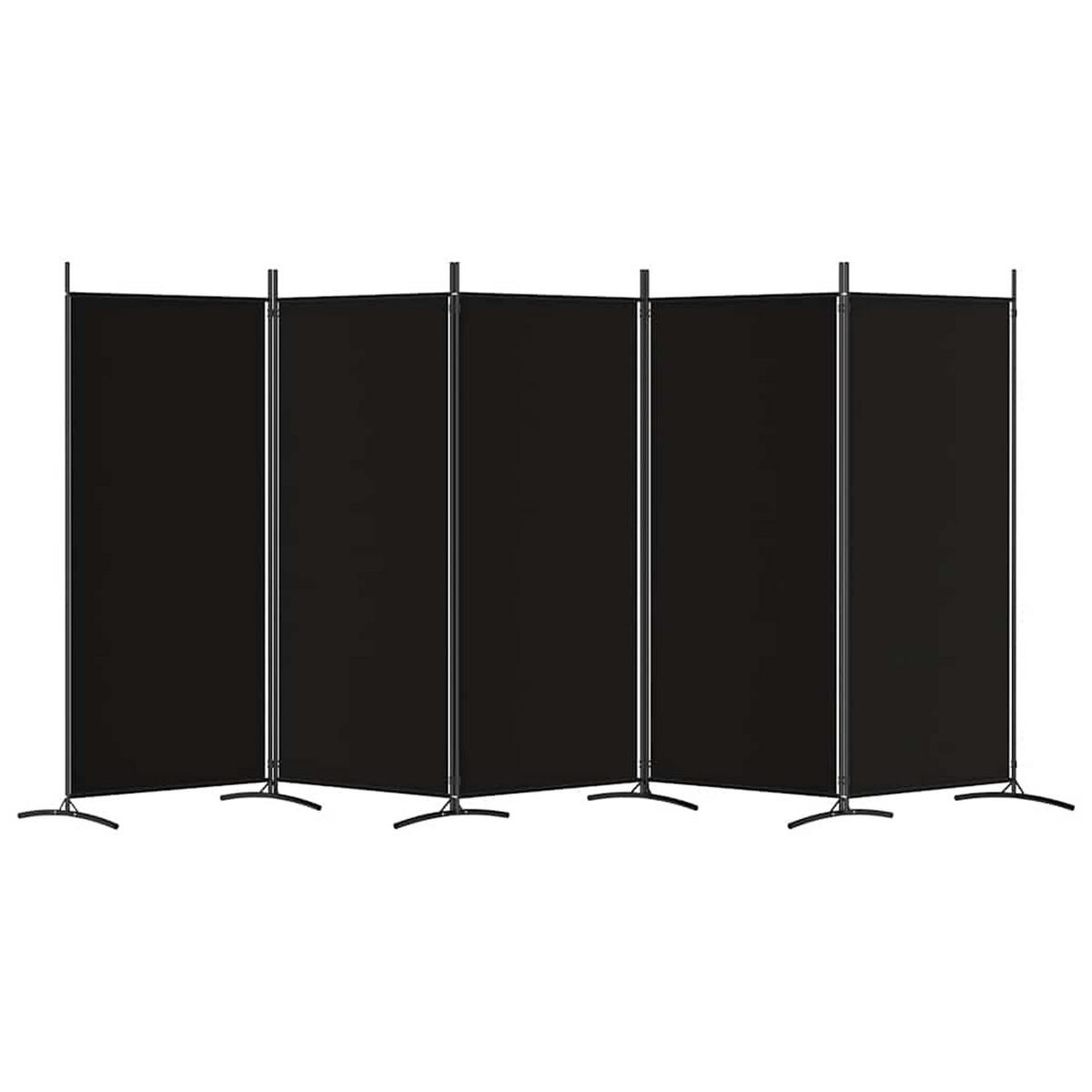 PARAVENT 5-teilig Schwarz 433/180 Cm Stoff - Schwarz, Textil (433/180/0.1cm) - vidaXL