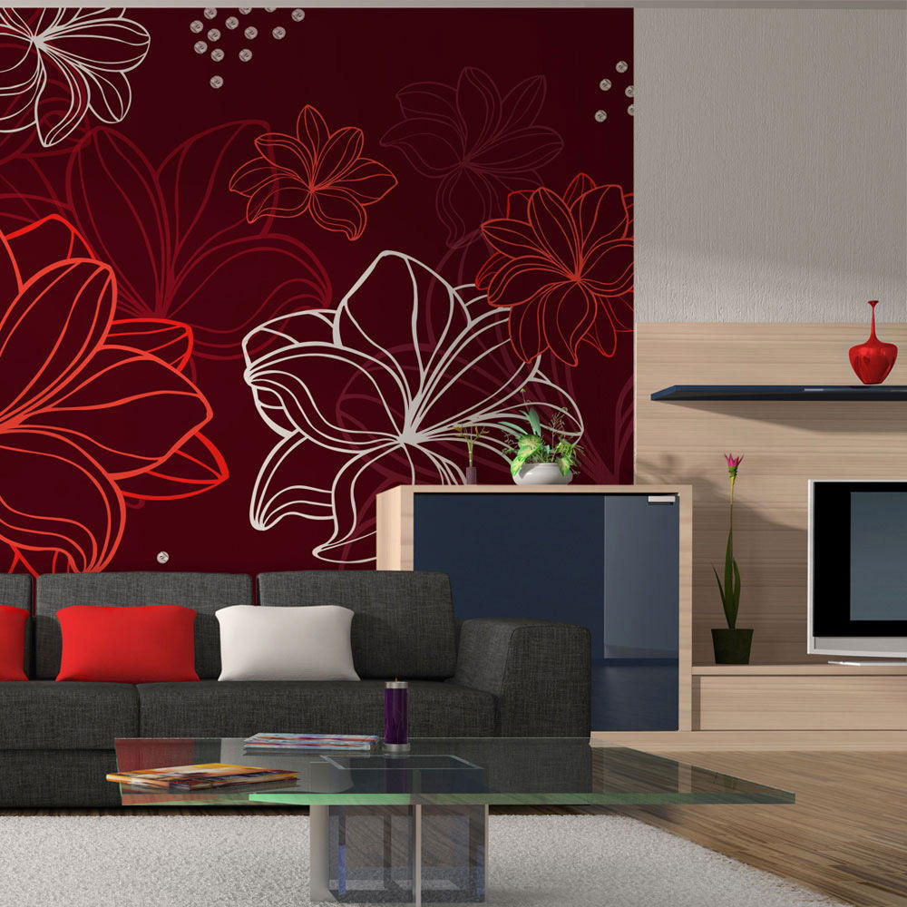 VLIESTAPETE Rot 250/193 cm - Rot/Weiß, Textil (250/1cm) - KUNSTLOFT