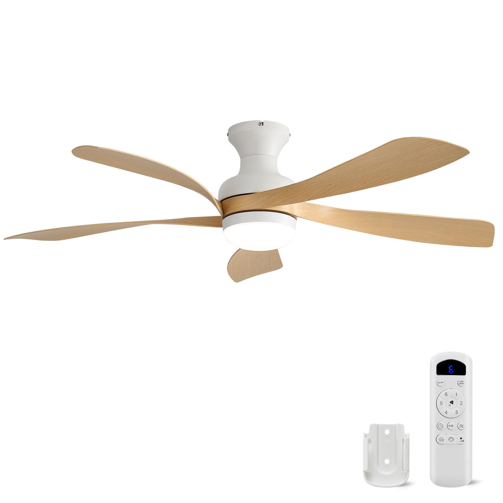 DECKENVENTILATOR 132cm Direktmontage LED Licht 5 Flügel DC Motor - Weiß, Kunststoff (132/132/30.5cm) - CASIVA