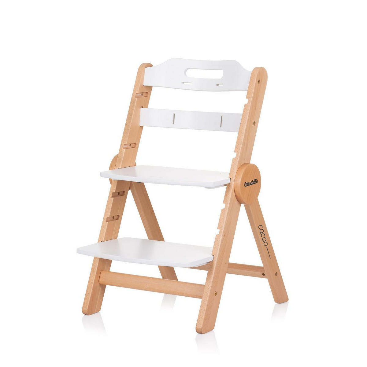 HOCHSTUHL Cacao Holz weiß Treppenstuhl, Beinstütze, klappbar, Gurt - Weiß, Holz (46/80/57cm) - Chipolino