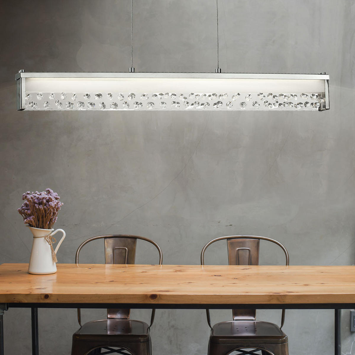 LED HÄNGELEUCHTE Doriana Silber Kristallglas - Silberfarben, Metall (78/4/120cm) - Esto