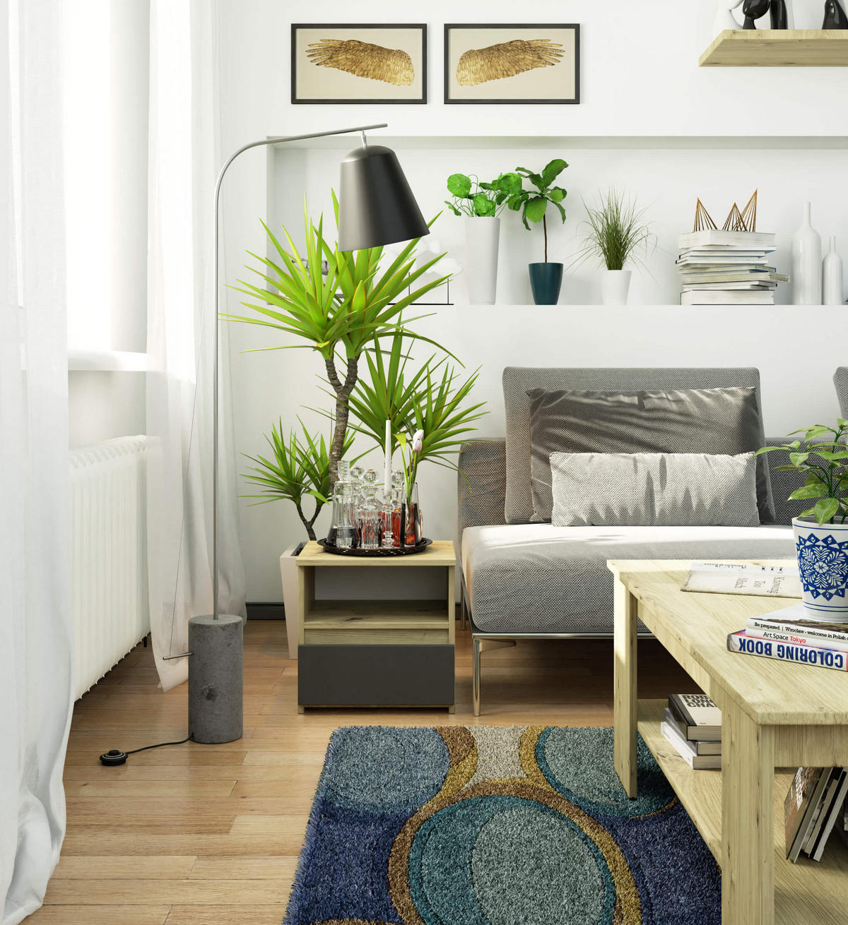 NACHTTISCH Eiche Artisan, Grau 40x35x40 cm - Graphitfarben/Eiche Artisan, Holzwerkstoff (40/40/35cm) - Akord