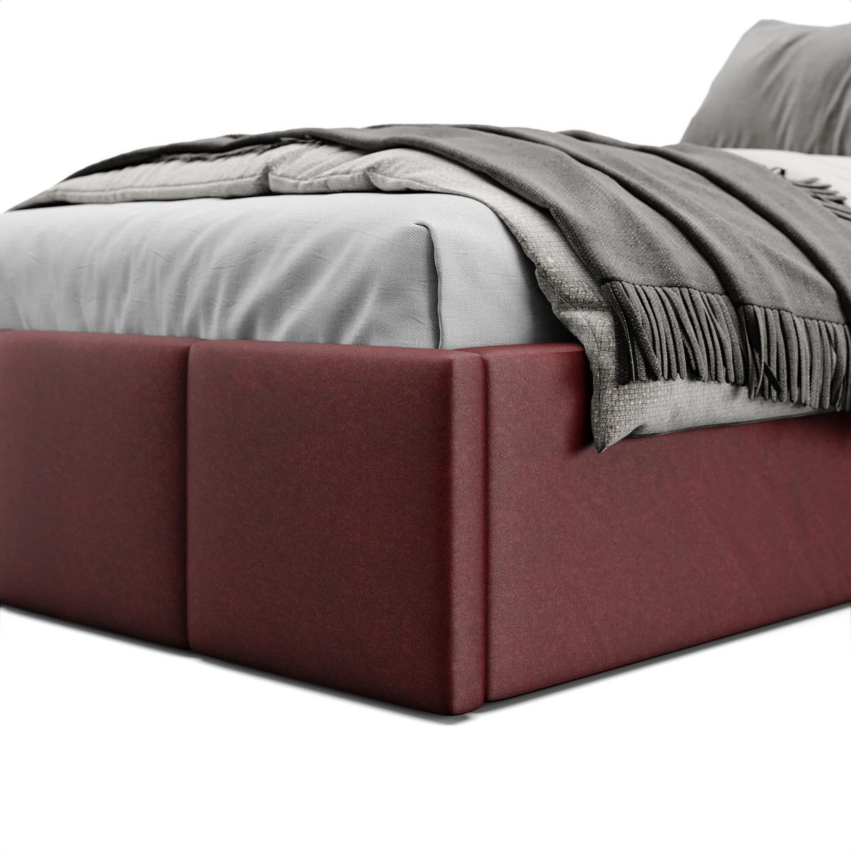 POLSTERBETT für Schlafzimmer Bett mit Stauraum Weinrot 90x200cm - Weinrot, Holzwerkstoff/Textil (90/200cm) - Muralo