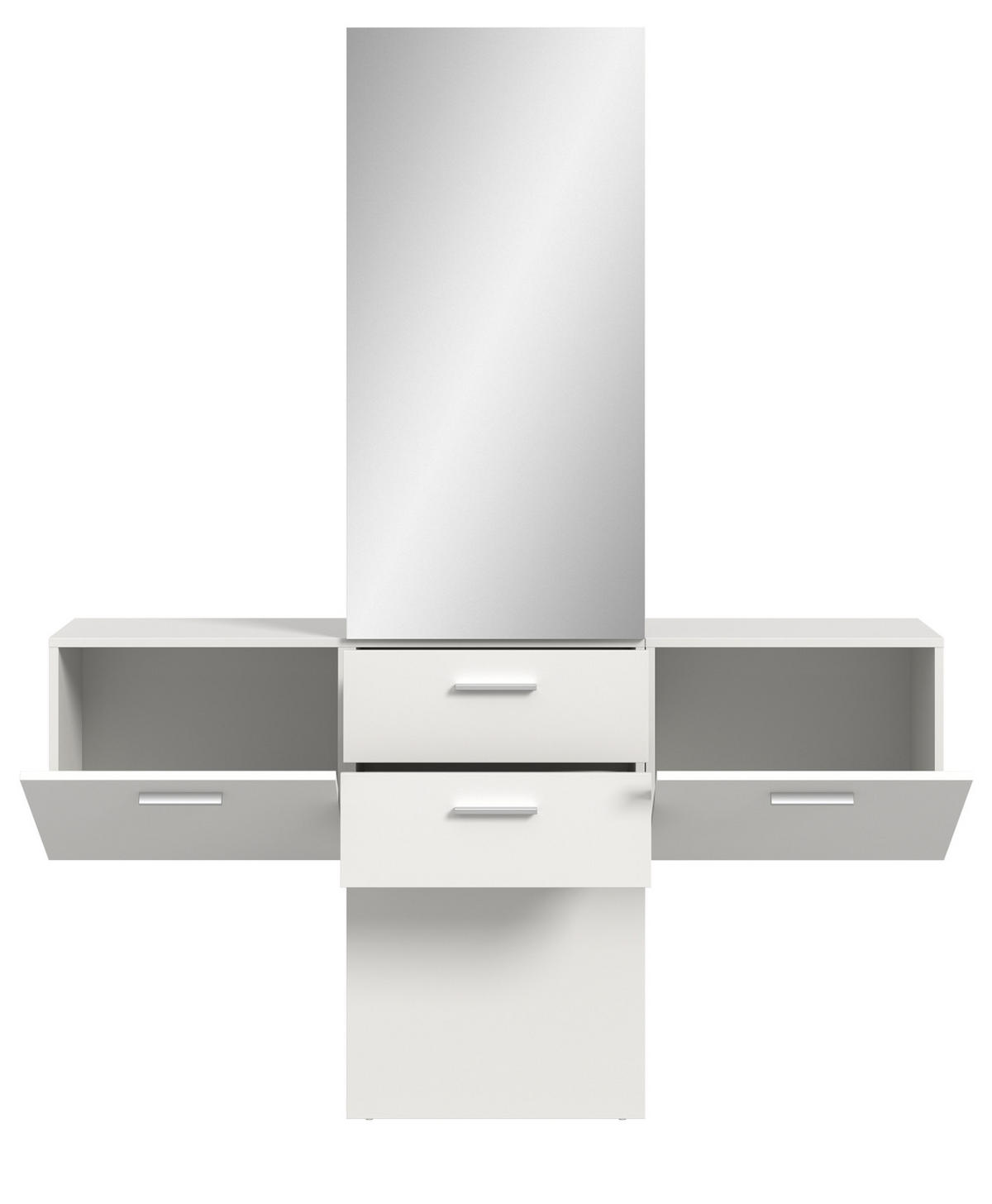 GARDEROBE Set 3-teilig weiß 156 cm, Komplettset mit Spiegel - Silberfarben/Weiß, Glas/Holzwerkstoff (156/190/36cm) - Inn.Furn