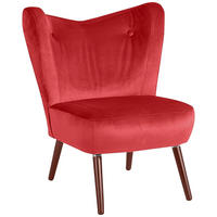SESSEL Kathy Bezug Samtvelours Buche nussbaum dunkel / rot - Rot, Kunststoff (70/86/69cm) - 58aufmkessel
