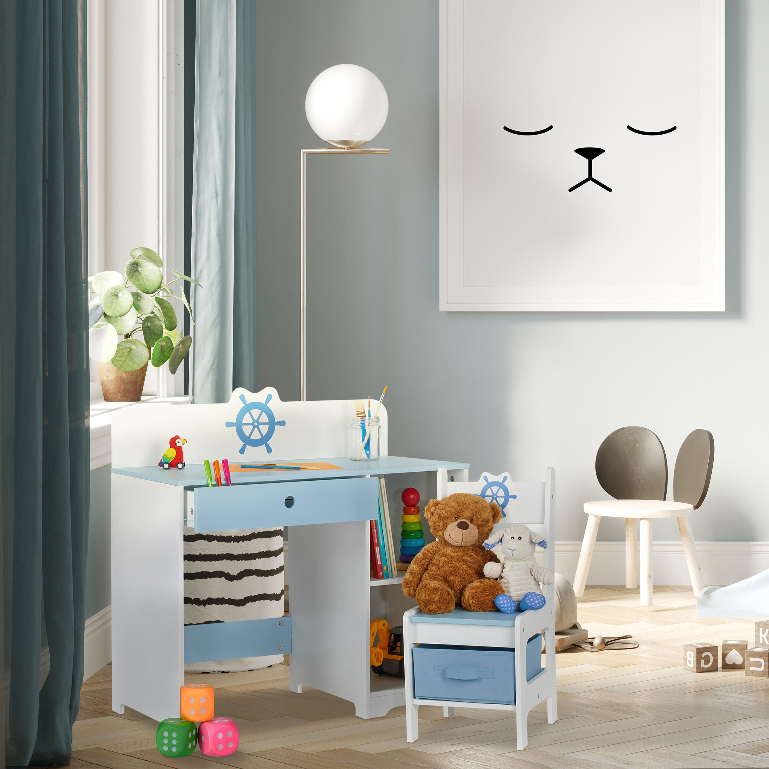 KINDERSCHREIBTISCH - Weiß, Holzwerkstoff (80/79.5/40cm) - Relaxdays
