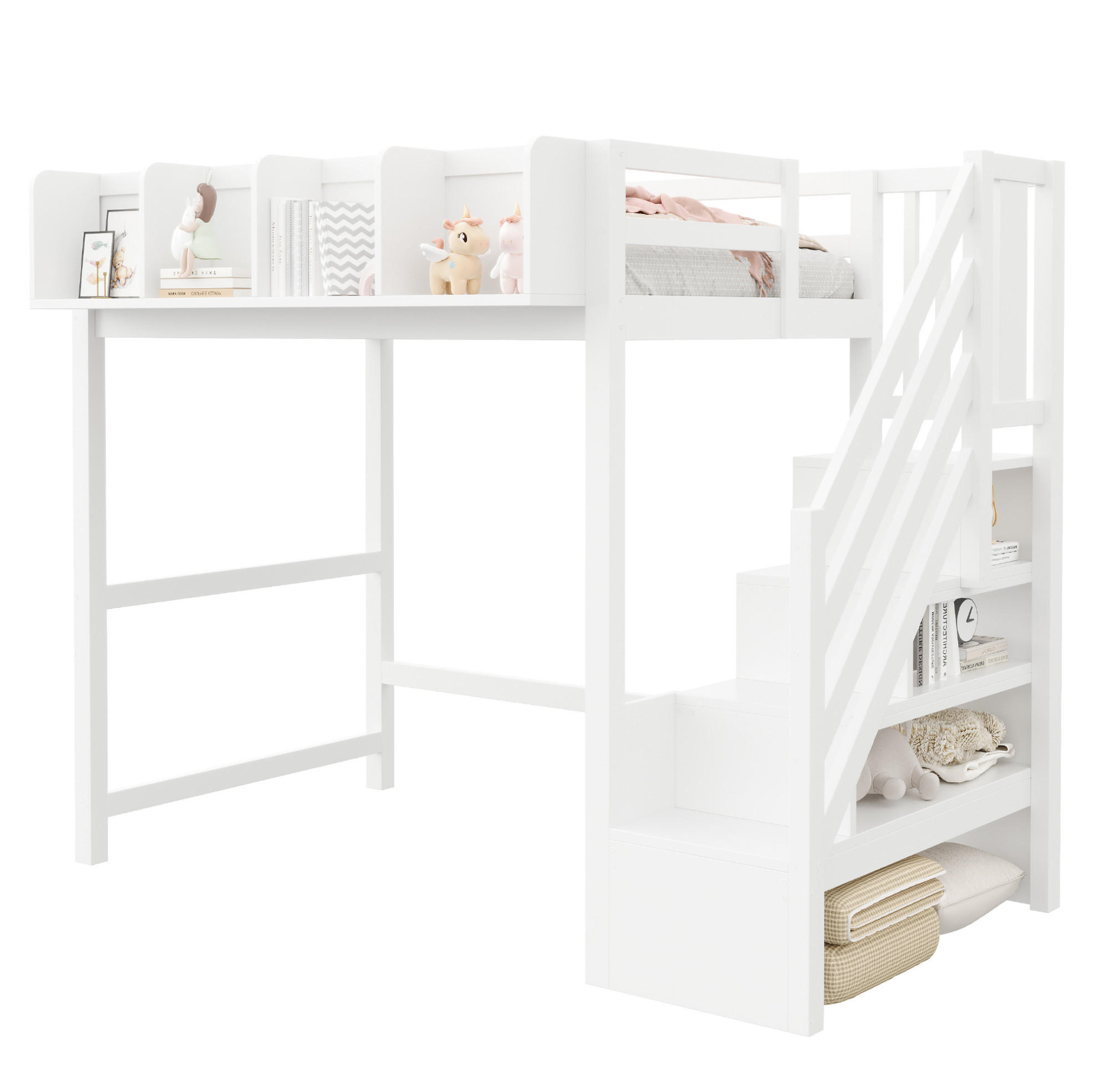 HOCHBETT 90/200 cm aus Kiefer und Holzwerkstoff mit LED-Beleuchtung und Stauraum Weiß - Weiß, Holz (90/200cm) - Modenvie