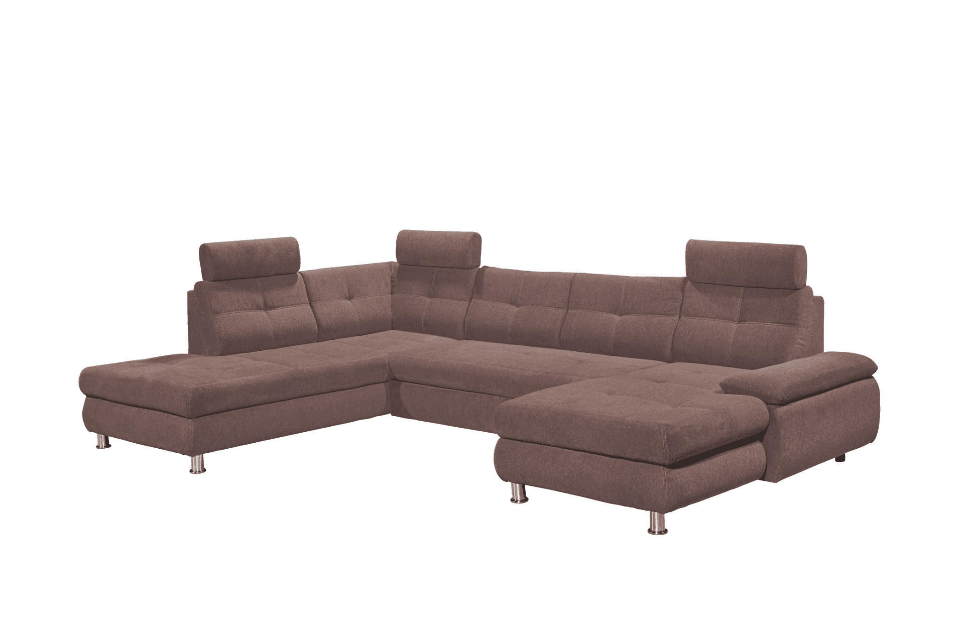 WOHNLANDSCHAFT mit Schlaffunktion, Bettkasten und verstellbaren Arm- und Kopflehnen - Chromfarben/Pink, Textil/Metall (349/88/233cm) - ed exciting design