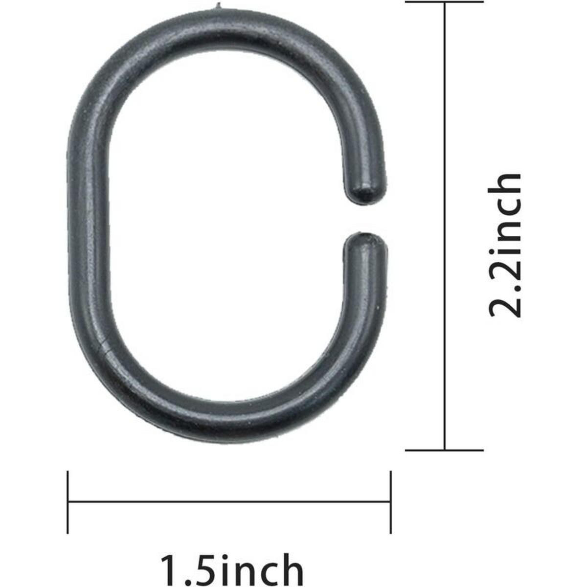 DUSCHVORHANG 12er-Pack schwarze Kunststoff-Gleitringe - Schwarz, Textil (4/1/5.8cm) - MCBOSON