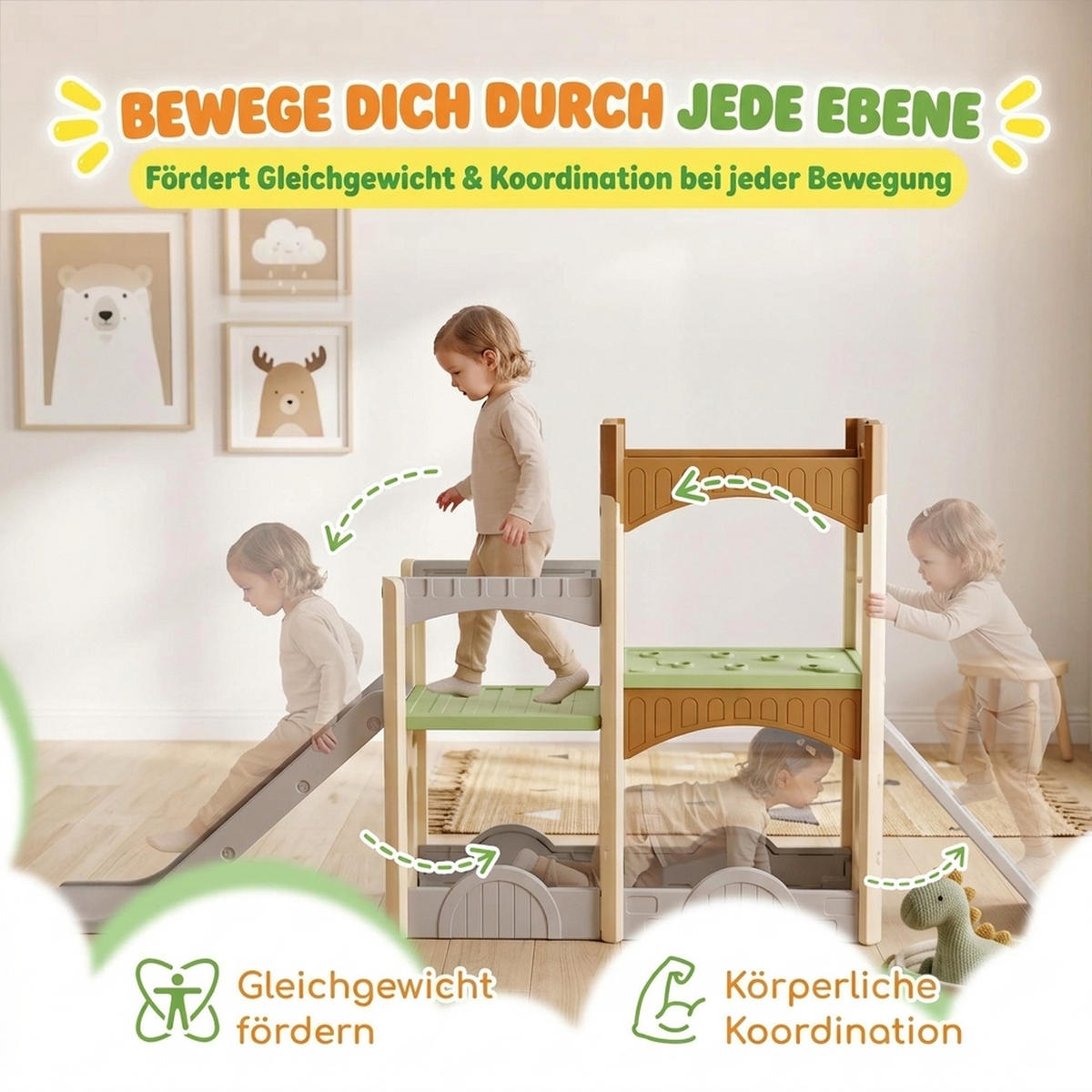 KINDERRUTSCHE HDPE Mehrfarbig - Multicolor, Kunststoff (53/120/248cm) - AIYAPLAY