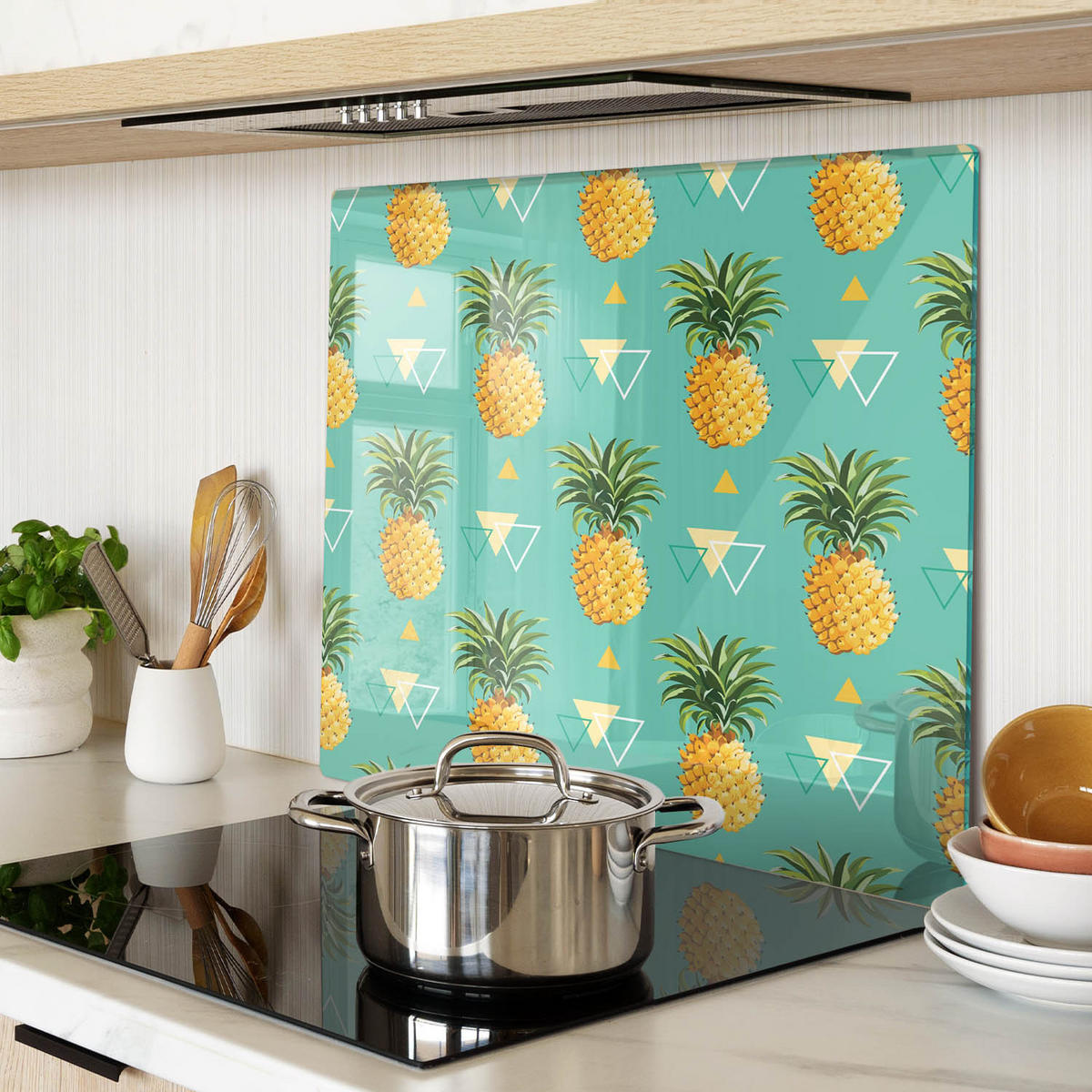 GLASPLATTE 60x52 cm Ananas - Gelb, Glas (60/0.4/52cm) - TULUP