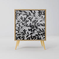 SIDEBOARD CHARCOAL SPROUT, Eichefarben, 57,5x42x75,5 cm, Goldfarbene Metallfüße - Eichefarben/Goldfarben, Holzwerkstoff/Metall (57.5/75.5/42cm) - SpaceRebels